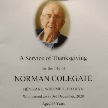 Tribute photo for NORMAN COLEGATE