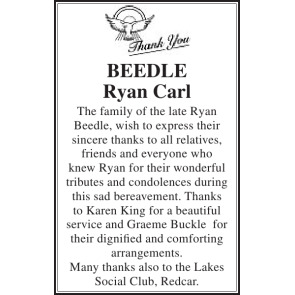 Notice Gallery for RYAN CARL BEEDLE
