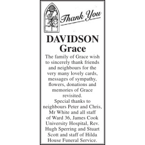 Notice Gallery for GRACE DAVIDSON