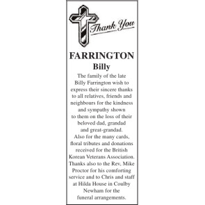 Notice Gallery for BILLY FARRINGTON