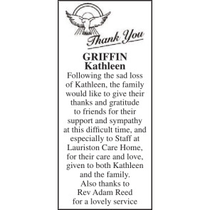 Notice Gallery for KATHLEEN GRIFFIN