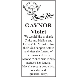 Notice Gallery for VIOLET GAYNOR