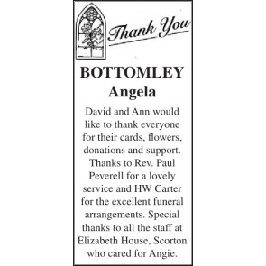 Notice Gallery for ANGELA DAVID BOTTOMLEY