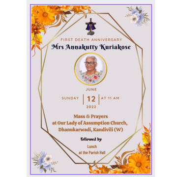 Tribute photo for Mrs. Annakutty KURIAKOSE