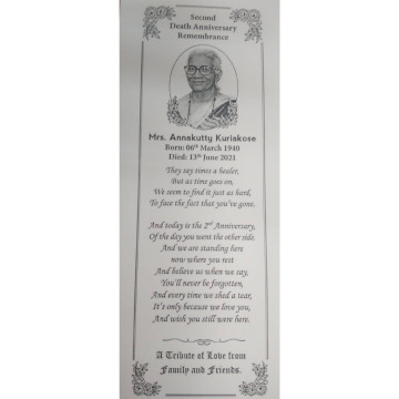 Tribute photo for Mrs. Annakutty KURIAKOSE