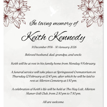 Notice Gallery for Keith KENNEDY