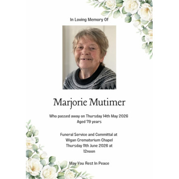 Notice Gallery for Marjorie MUTIMER