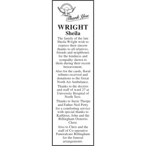 Notice Gallery for SHEILA WRIGHT