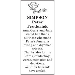 Notice Gallery for PETER FREDERICK SIMPSON