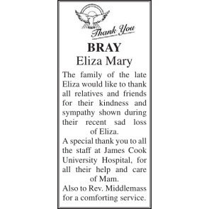 Notice Gallery for ELIZA MARY BRAY