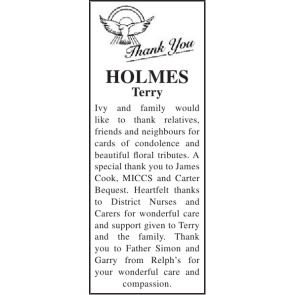 Notice Gallery for TERRY HOLMES