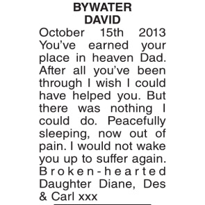 Notice Gallery for DAVID BYWATER