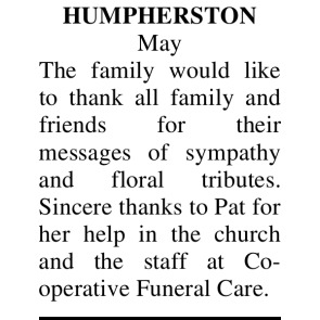 Photo of MAY HUMPHERSTON