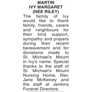 Notice Gallery for IVY MARGARET MARTIN