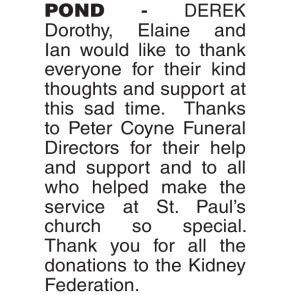 Notice Gallery for DEREK Pond