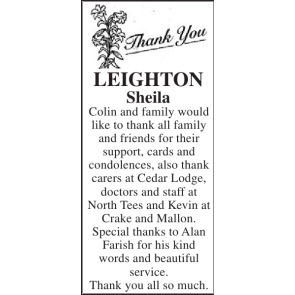 Notice Gallery for SHEILA COLIN LEIGHTON