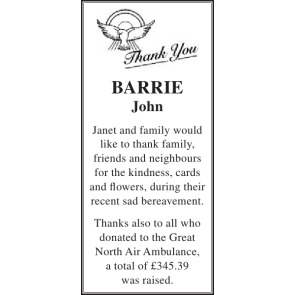 Notice Gallery for JOHN BARRIE